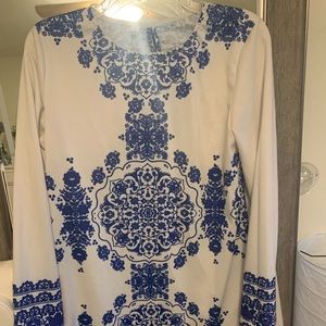 White/royal blue dress with beautiful design